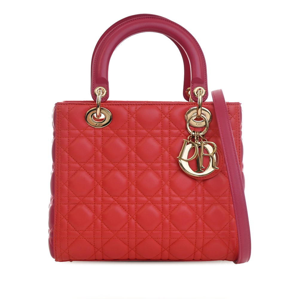 Pre-Loved Dior Medium Bicolor Lambskin Cannage Lady Dior